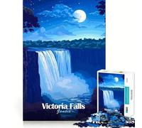 Victoria Falls Night Adults 1000 Pieces Puzzle Mind Training Fun Burr Free Clean Cut Pieces Heartwarming Gathering Activity (38x26cm)