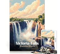 Victoria Falls Poster Adults 1000 Piece Jigsaw Puzzle Memory Training Quiet Enjoyment Precise Edges Perfect Present (38x26cm)