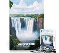 Victoria Falls Poster Jigsaw Puzzle for Teenagers 1000 Pieces Thought Training Soft Distraction Uniform Cut Holiday Present (38x26cm)