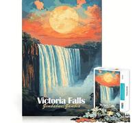 Victoria Falls Sunset 1000 Piece Jigsaw Puzzles for Teenagers Recall Fun Play Tight Interlock No Gaps Family Fun Night Activity (38x26cm)