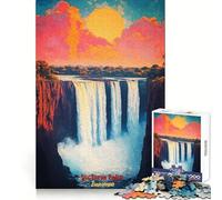Victoria Falls Sunset Art Poster Jigsaw Puzzles for Teenagers 1000 Smart Training Happy Idle Time Flawless Cut Joyful Xmas (50x75cm)