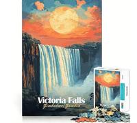 Victoria Falls Sunset Jigsaw 1000 Pieces for Teenagers Mental Boost Game Firm Fit Secure Assembly Family Fun Night Activity (50x75cm)