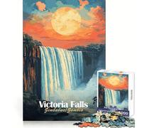 Victoria Falls Sunset Jigsaw Puzzle for Teenagers 1000 Pieces Thought Training Soft Distraction Uniform Cut Holiday Present (50x75cm)
