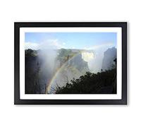 Victoria Falls Zimbabwe Rainbow Mountain Landscape Framed Print | A2 Black Framed Wall Art | Ready to Hang | Modern Landscape Picture | Living Room Bedroom Lounge Office