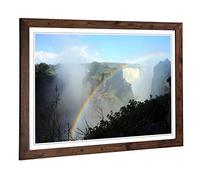 Victoria Falls Zimbabwe Rainbow Mountain Landscape Framed Print A2 Walnut
