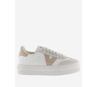 Victoria female Barcelona Ciclista Leather Platform Trainers - 7 - Cream Mix, Cream Mix