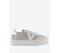 Victoria female Barcelona Ciclista Leather Platform Trainers - 7 - Silver, Silver