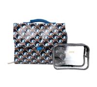 Victoria Green Geometra Azure Threefold Hanging Wash Bag & Beauty Kit Case Set