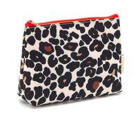 Victoria Green 'mia' Small Makeup Bag In Leopard Print In Off White Off White