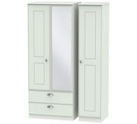 Victoria Grey 3 Door Combi Wardrobe - 1 Mirror and LHF 2 Drawers