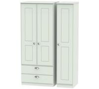 Victoria Grey 3 Door Triple Wardrobe - LHF 2 Drawers