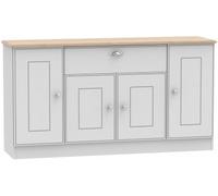 Victoria Grey and Riviera Oak Wide Sideboard - 4 Doors