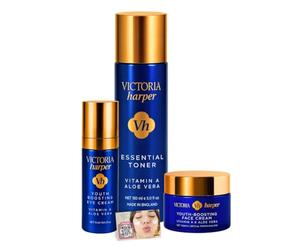 Victoria Harper Nighttime Skincare Set - Essential Toner, Youth Boosting Eye Cream, Face Cream for Women with Aloe Vera & Vitamin A, Hydrating Face Moisturiser Bundle, Includes ShopZee Skincare eBook