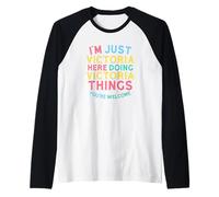Victoria Here Doing Victoria Things Funny Victoria Name Raglan Baseball Tee