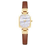 VICTORIA HYDE Dainty Women's Rectangular Watches for Women Quartz Movement with Stainless Steel or Leather Strap (Brown)