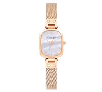 VICTORIA HYDE Dainty Women's Rectangular Watches for Women Quartz Movement with Stainless Steel or Leather Strap (Rose Gold)