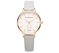 VICTORIA HYDE Fashion Elegant Women Watch with Clear White Dial Analog Quartz Detachable Genuine Leather Strap
