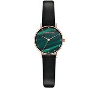 VICTORIA HYDE Retro Ladies Watches Small Dial Analog Quartz Detachable Genuine Leather Strap Wristwatch (Green-Black)