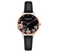 VICTORIA HYDE Women Watch Floral Bird Pattern Dial Analog Quartz Genuine Leather Strap