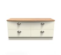 Victoria Large Chest of Drawers Cream & Light Oak 4 Drawers 112cm