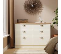 Victoria Large Chest of Drawers Cream & Light Oak 6 Drawers 112cm