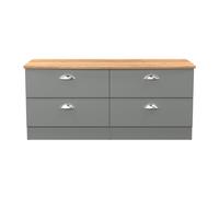 Victoria Large Chest of Drawers Grey & Light Oak 4 Drawers 112cm