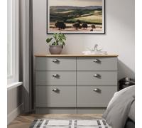 Victoria Large Chest of Drawers Grey & Light Oak 6 Drawers 112cm