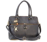 Catwalk Collection Handbags - Women's Large Leather Shoulder Bag - Tote With Multiple Compartments - Additional Crossbody Strap - Victoria - Black