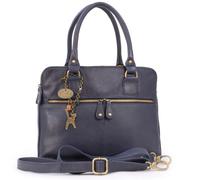 Catwalk Collection Handbags - Women's Large Leather Shoulder Bag - Tote With Multiple Compartments - Additional Crossbody Strap - Victoria - Blue