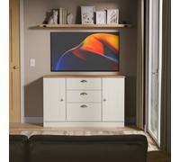Victoria Large Sideboard Cream & Light Oak 2 Doors 3 Drawers 128cm