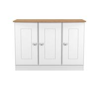 Victoria Large Sideboard White & Light Oak 3 Doors 112cm