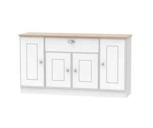 Victoria Large Sideboard White & Light Oak 4 Doors 1 Drawer 146cm