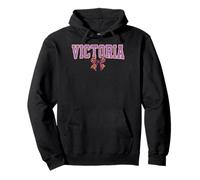 Victoria Leopard Bow Trendy Name Design for Women and Girls Pullover Hoodie