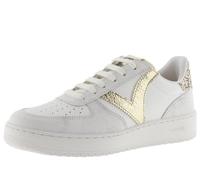 victoria Madrid Leather Effect Low Tennis & Metallic & Cracked Effect Pieces 1258233 for Women Platino 38