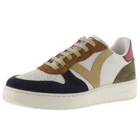 victoria Madrid Leather Effect Low-Top Trainers & Multicolor Split Leather Pieces & Metallic Back 1258240 for Women Marino 39