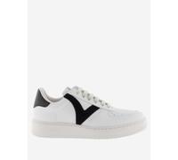 Victoria Madrid Leather Lace Up Trainers White/Black