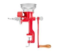 Victoria Manual Grain Mill, Cast Iron Hand Mill with Low Hopper for Grinding Coffee, Corn, Oats, Seeds, Adjustable Grind Thickness, Grain Grinder with Table Clamp, Red