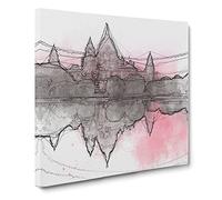 Victoria Memorial in Kolkata India in Abstract Modern Canvas Wall Art Print Ready to Hang, Framed Picture for Living Room Bedroom Home Office Décor, 14x14 Inch (35x35 cm)