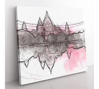 Victoria Memorial in Kolkata India in Abstract Modern Canvas Wall Art Print Ready to Hang, Framed Picture for Living Room Bedroom Home Office Décor, 35x35 cm (14x14 Inch)