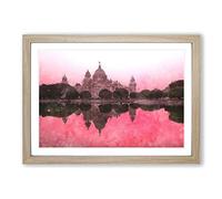 Victoria Memorial in Kolkata India Painting Framed Print | A2 Oak Framed Wall Art | Ready to Hang | Modern Historical Picture | Living Room Bedroom Lounge Office