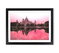 Victoria Memorial In Kolkata India Painting Modern Art Framed Print | A4 Black Framed Wall Art | Ready to Hang | Modern Historical Picture | Living Room Bedroom Lounge Office