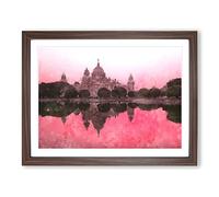 Victoria Memorial In Kolkata India Painting Modern Art Framed Print | A4 Walnut Framed Wall Art | Ready to Hang | Modern Historical Picture | Living Room Bedroom Lounge Office