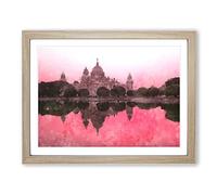 Victoria Memorial In Kolkata India Painting Modern Art Framed Wall Art Print, Ready to Hang Picture for Living Room Bedroom Home Office Décor, Oak A2 (64 x 46 cm)