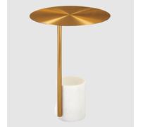 victoria metal lamp table with white marble base in gold