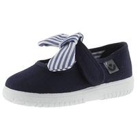 victoria Ojalá Unisex Canvas Mary Janes & Hook-and-Loop Strap & Striped Bow 105110 for Kids Marino 23