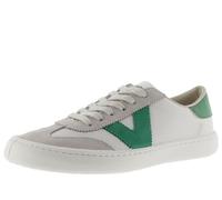 Victoria Olmo Unisex Barefoot Leather Effect Low Trainers & Coloured Parts & Split Leather Contrast 1186100 for Adults, Green, 3 UK