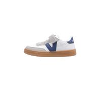 Victoria Oslo Unisex Low Top Trainers Leather Effect & Contrast Pieces & Elastic Laces & Scratch 1256102 for Children, white, 2.5 UK
