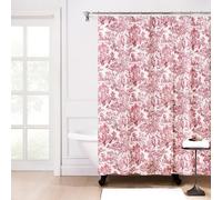 Victoria Park Toile Bathroom Shower Curtain, Red