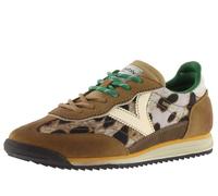 victoria Saturno Animal Print Nylon Low-Top Trainers & Color & Split Leather Pieces & Serrated Sole 1158103 for Women Camel 38