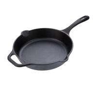 VICTORIA Cast Iron Skillet Medium Frying Pan with Helper Handle Seasoned with 100% Kosher Certified Non-GMO Flaxseed Oil, 10 Inch, Black